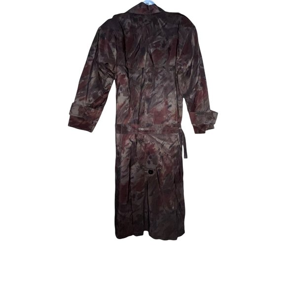 London Fog Vintage 1990's Abstract Wool Lined Long Trench Rain Coat 6 Petite - Picture 5 of 8